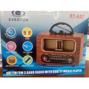 Resim Yerli Everton Bluetooth Fm-Usb-Tf-Aux Şarjlı Nostaljik Radyo 