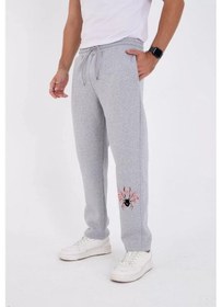 Resim Oversize Üç İplik Baskılı Eşofman Pantolon - Gri 001 