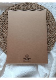 Resim A5 Kalın Kraft Kapak Spiralli Ivory İç 50 Yaprak 100 Sayfa Notepad, Defter,scrapbook, Bullet Journal 