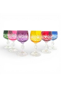 Resim Sudedi Home Renkli Kristal Kesim Ayaklı Kadeh Seti 6 Lı Çok Renkli 