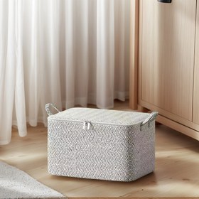 Resim Büyük Kapasiteli Katlanabilir Non-Woven Kumaş Depolama Kutusu, Güvenli Fermuar Kapatma ile - Yıkanabilir, Dayanıklı Dikdörtgen Organizatör, Giysiler, Battaniyeler, Yatak Altı ve Dolap Depolama için - Çağdaş Tasarım ile Tutacaklar, Giysi Organizatör Depolama 