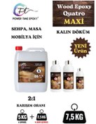 Resim 7.5 Kg Wood Epoxy Quatro Maxi\u002F Kalın Döküm Şeffaf Epoksi Reçine Sehpa, Masa Için (YENİ) 