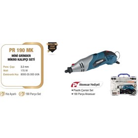 Resim Proter Mini Grinder Seti 190 Parça Pr 190 Mk Mikro Kalıpçı Seti 