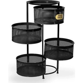 Resim Doremcy Salda 4 Katlı Tekerlekli Sebzelik Yana Açılır Bölmeli Patates Soğan Rafı 