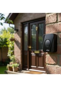 Resim Siyah Kablosuz Su Geçirmez Kapı Zili Renkli 