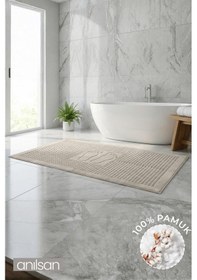 Resim Zivra Vizon Ayak Havlusu - 70x130cm, 790gr, %100 Pamuk, Spa Ve Otel Banyo Paspası, Günlük Kullanıma Vizon 