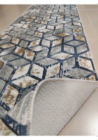 Resim Arbese Kaymaz Taban Halı Koridor Antre Mutfak Yatak Odası Kesme Jel Yolluk Mavi Renkli Halı 1016mvı 