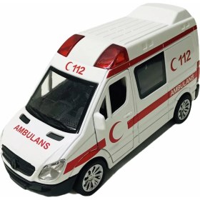 Resim Vardem 1.30 Ölçek Metal Ambulans Çek Bırak Sesli Işıklı Oyuncak TIN-588B 