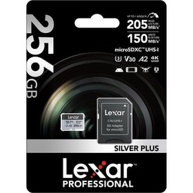 Resim Lexar 256GB UHS-I microSDXC V30 4K Silver Plus Professional Hafıza Kartı 