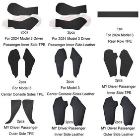 Resim Tesla Orta Konsol Yan Tekme Önleyici Koruyucu Ped İçin, Stil: 2024 Model 3 Sürücü Yolcu İç Yan Deri İçin 