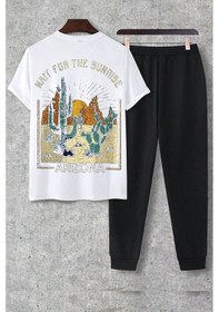 Resim Unisex Arizona 2'li Eşofman Takımı Beyaz Siyah 