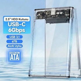 Resim JEYI XRAY-9201 2.5" Şeffaf SATA 3.0 HDD/SSD to USB 3.1 Harici Disk Kutusu (6TB,UASP, TRIM Destekli) 