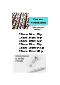 Resim Erkek Gümüş Kolye - 7,5mm Kare Kral Model 925 Ayar Gümüş Erkek Kolye Zincir 249540197 