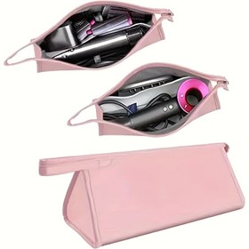 Resim Dyson Airwrap Styler ve Shark Flexstyle için dayanıklı pembe seyahat çantası - Saç kurutucuları, makaslar ve aksesuarlar için iç bölümler içeren taşınabilir el çantası, dayanıklı PU malzemesinden yapılmıştır 