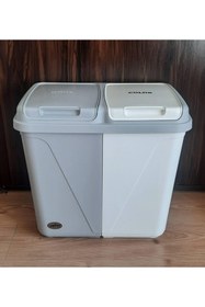 Resim Bayev İki Bölmeli Galoş Bone Kutusu Çöp Atık Ayrıştırma Sepeti 60 Lt Hastane Klinik Anaokulu Kirli Sepeti 