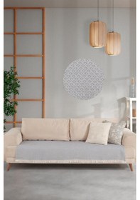 Resim Zeynep Tekstil Halfy Natural Pamuklu Koltuk Şalı Çekyat Örtüsü 100 x 210 CM Gri 