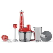 Resim woodhub Kırmızı blender seti, şık ve kullanışlı mutfak gereci, modern tasarım. 