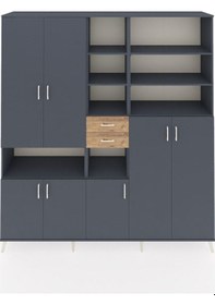 Resim Hyperion Dolap 17 Raflı 2 Çekmeceli 7 Kapaklı 220x44x243 Antrasit-antrasit/çam Antrasıt/atlas Çam 