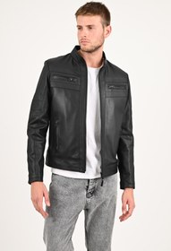 Resim Beckham Siyah Spor Hakiki Deri Ceket Erkek - Siyah / XS / Gerçek Deri 