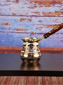 Resim Gül Çiçek Mineli Bakır Sütlük Cezve 