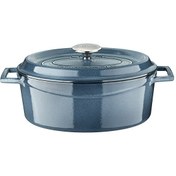 Resim Lava Döküm Premium Serisi 23x29 CM Döküm Demir Yekpare Kulplu Gri Oval Tencere LV O TC 29 PR K2 GR 