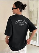Resim Kadın Oversize T-shirt Pamuklu Baskılı Tişört Kind-oversize Siyah 
