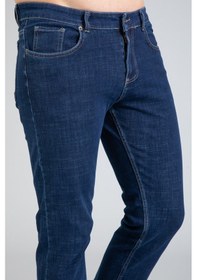 Resim Yeni Sezon Erkek Denim Standart Fit Likralı Fermuarlı Jean Kot Pantolon 1122-Mavi 