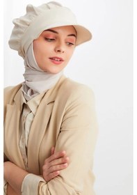 Resim Kadın Tesettür Multi Şifon Ipeksi Şal Ve Pamuklu Penye Vizör Şapka Ikilisi - Rahat, Ekstra Hafif - Tek Ebat / Bej BEj 