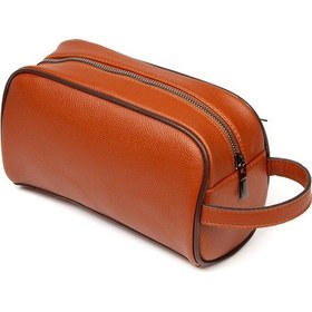 Resim Newish Polo Erkek Deri Portföy Clutch Traş Kozmetik Bakım Ve Günlük El Çantası 14x24cm New171 - Taba 