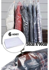 Resim Elbise Kılıfı Şeffaf Elbise Torbası Poşeti 6 Adet 58x90cm DG042 