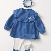 Resim Kızlar için üç parçalı takım, uzun kollu kıyafet, sonbahar moda, Kore tarzı, ilkbahar ve sonbahar yeni doğan prenses sevimli kıyafetler, dış mekan için 