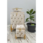 Resim Asil Home Elegance Kapitone Mdf Vizon Renk 3'lü Çamaşır Sepeti Kirli Sepeti Banyo Seti 