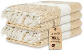 Resim 4'lü paket -%100 Pamuk Peştamal 100x180 cm, Havuz ve Plaj Havlusu, Spor Havlusu, Hızlı Kurur ve Koku Yapmaz, Emici, Hafif ve Kompakt, bej 