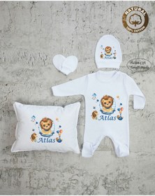 Resim yzc home size dair... Ty E11ısimli Erkek Bebek Yastık Tulum Şapka Eldiven Set 