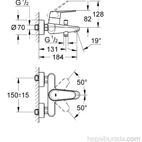 Resim Grohe Eurodisc Cosmopolitan Tek Kumandalı Banyo Bataryası - 33390002 