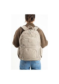 Resim Sanmorris Unisex Suya Dayanıklı Vizon Renkli Krinkıl Kumaş Çok Gözlü Orta Boy Laptop Okul Ve Sırt Çantası Vizon 