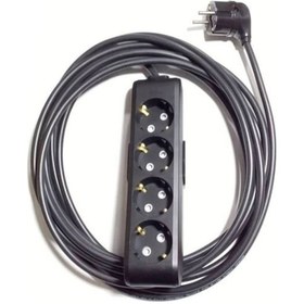 Resim Viko 4'lü Topraklı Çocuk Korumalı Grup Priz L Fiş Siyah 10 M 