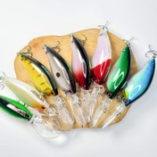 Resim 1 adet Karışık Renkler Uzun Dil Minnow Crankbait - Derin Su Sert Wobbler Balıkçılık Yemi, 10.49cm Uzunluk, 0.635oz - Üçlü Kanca ile Dayanıklı ABS Malzeme - Bass ve Daha Fazlası için İdeal, İşçi Bayramı/Noel/Babalar Günü için Mükemmel 