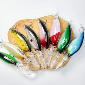 Resim 1 adet Karışık Renkler Uzun Dil Minnow Crankbait - Derin Su Sert Wobbler Balıkçılık Yemi, 10.49cm Uzunluk, 0.635oz - Üçlü Kanca ile Dayanıklı ABS Malzeme - Bass ve Daha Fazlası için İdeal, İşçi Bayramı/Noel/Babalar Günü için Mükemmel 