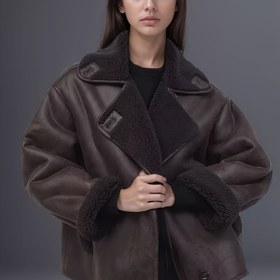 Resim AFTE BASIC Kadın Retro Casual Stil Ceket - %100 Polyester Makinede Yıkanabilir, Asimetrik Tasarım, Kontrast Renk Bloklama ve Süet Astarlı, Orta Boy Tüm Mevsim Dış Giyim 