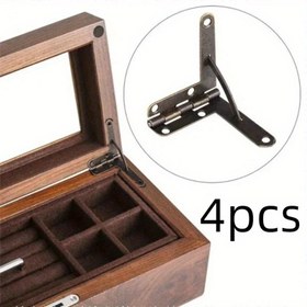 Resim 4 adet Klasik Tarz Metal Kollar, Mat Kaplama, Ses Kontrolü ile Gizli Montaj Kollar, Mücevher Hediye Kutuları için Ahşap Kasa Bakır Kilitleme Tokası, Ev Güvenliği için Gizli Kollar, Küçük Dolaplar, Kolay Kurulum 