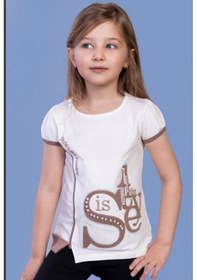 Resim Toontoy Kids Toontoy Kız Çocuk T-shirt Star Garnili Nakışlı Gri Melanj 