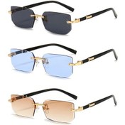 Resim Rmm Çerçevesiz Dikdörtgen Güneş Gözlüğü Moda Kadın Erkek Shades Yaz Seyahat Oculosgümüşblack51 Gri 