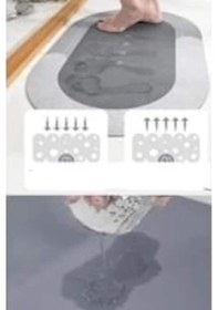 Resim Süper Su Emici Kaymaz Tabanlı Banyo Paspası 40x60 Cm Açık Gri 