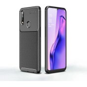 Resim Case 4U Oppo A31 Kılıf Karbon Desenli Sert Silikon Arka Kapak Negro Siyah 