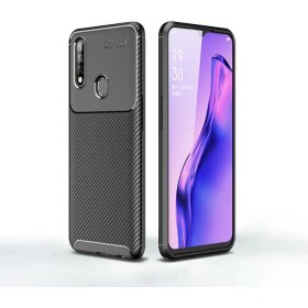 Resim Case 4U Oppo A31 Kılıf Karbon Desenli Sert Silikon Arka Kapak Negro Siyah 