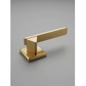 Resim Zeraf Ev Larua Kare Rozetli Alüminyum Kapı Kolu Oda Wc Lavabo Uyumlu Kapı Kolu Mat Altın 