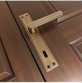 Resim İbiza Mat Antik Sarı Full Zamak Elegant Aynalı Oda Kapı Kolu 1 Takım 