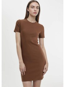 Resim DeFacto Coool Bodycon Vücudu Saran Bisiklet Yaka Fitilli Kaşkorse Kısa Kollu Mini Elbise - C1503AX24SPBN321 