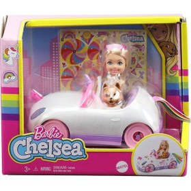Resim Barbie Chelsea Bebek ve Arabası GXT41 
